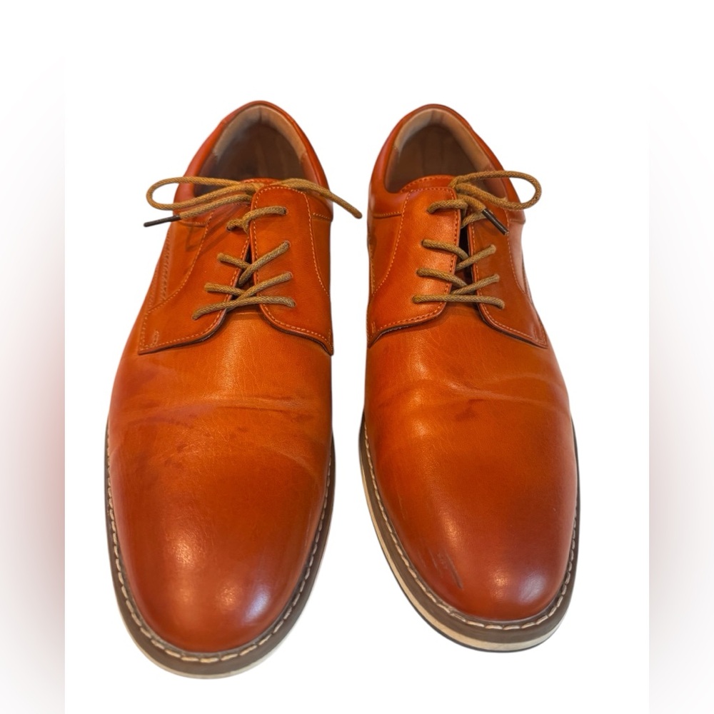 Mofri Men's Dress Shoe Size 12 Cognac Casual Formal Oxford Style Waterproof - Picture 2 of 11